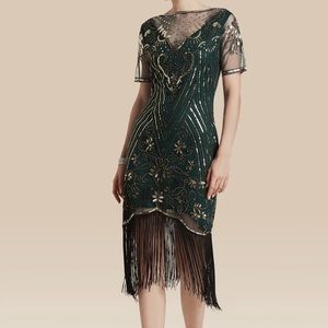 1920’s emerald green flapper dress